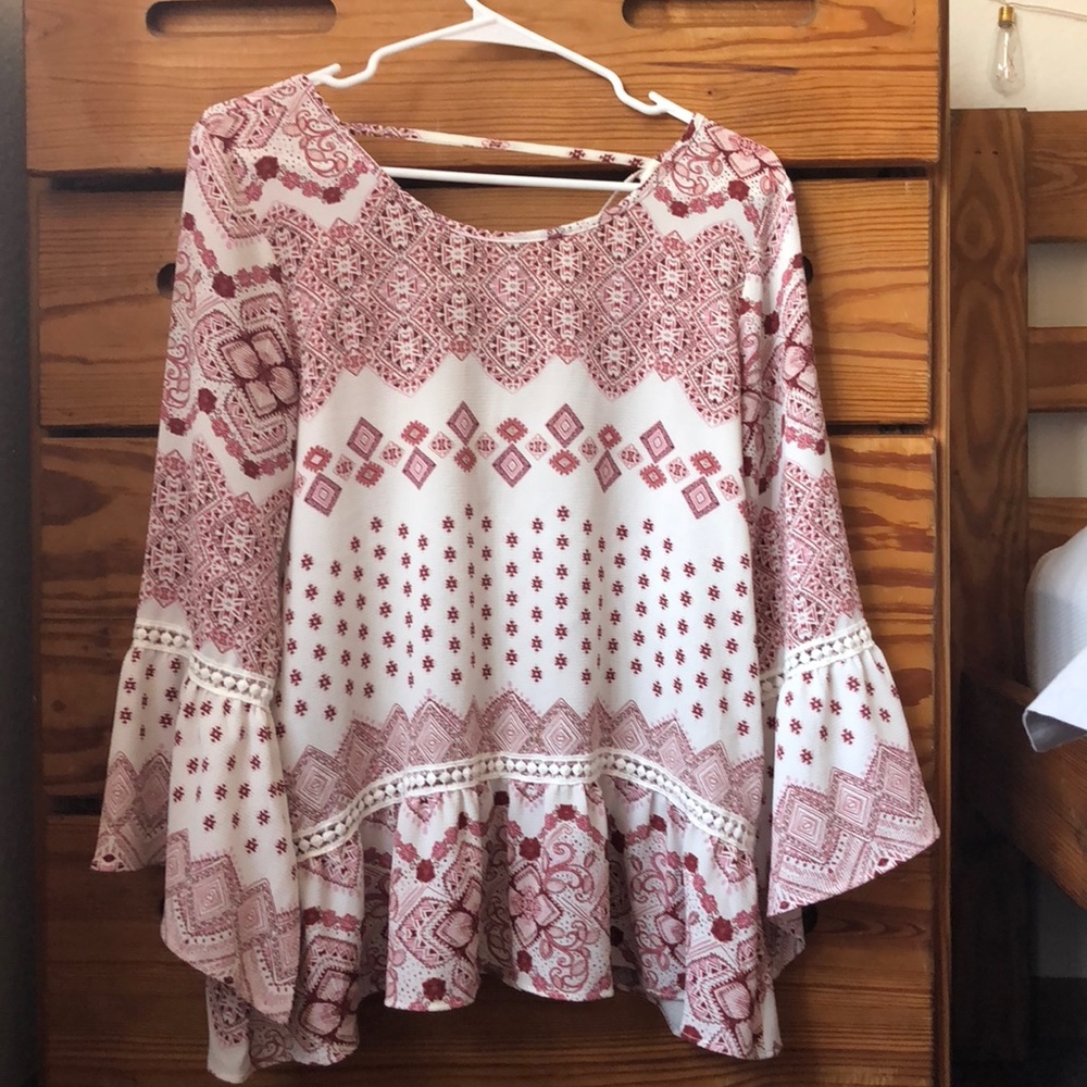 Red and white blouse